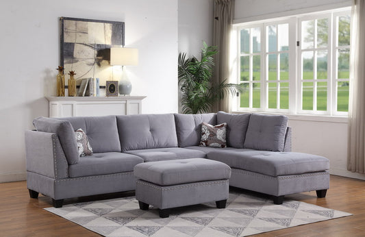 3PCS Secctional with ottoman Grey