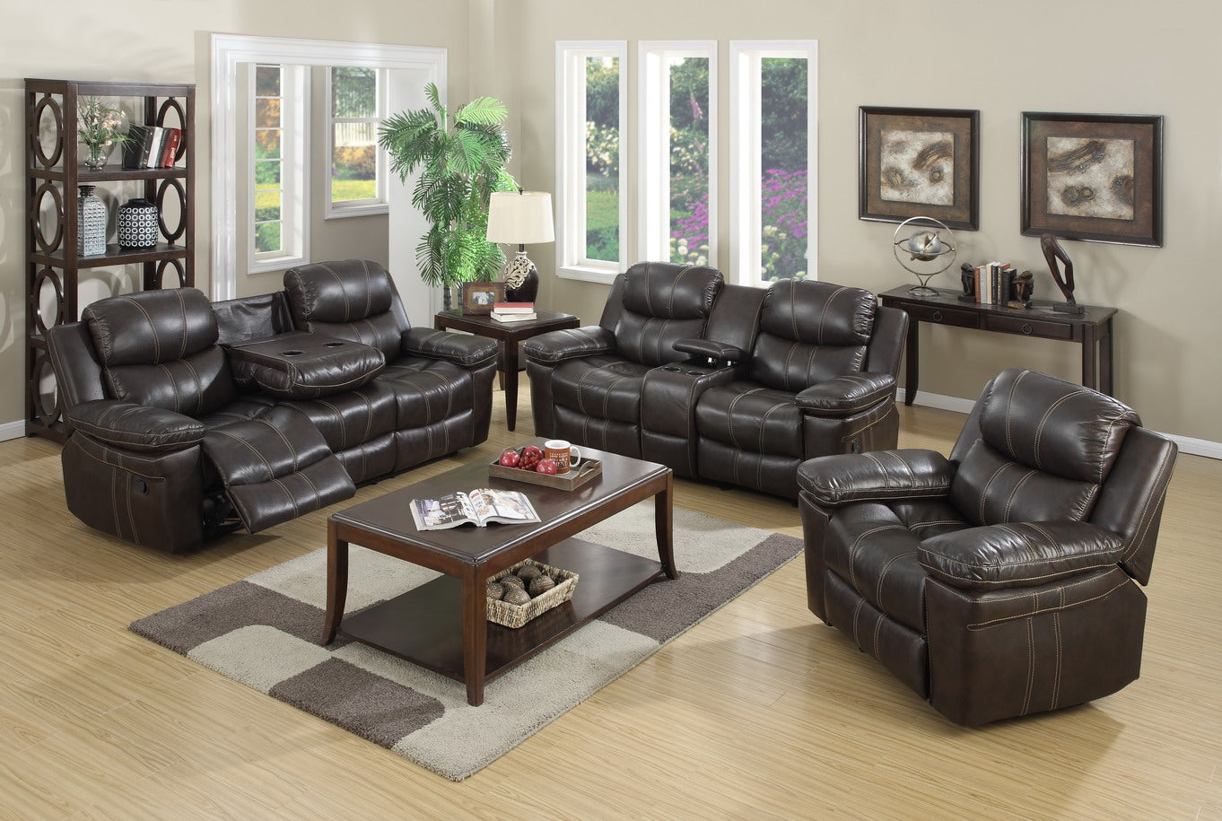 3PC Recliner Set Brown