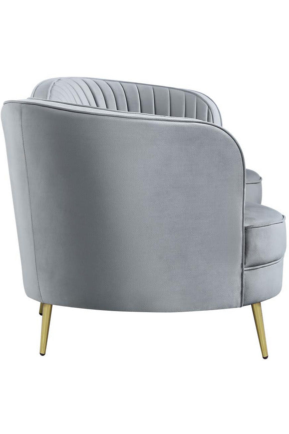 Sophia 2-piece Upholstered Living Room Set with Camel Back Grey and Gold