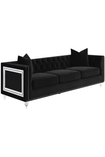 Delilah Upholstered Tufted Tuxedo Arm Sofa Black