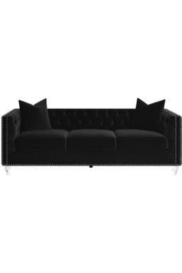 Delilah Upholstered Tufted Tuxedo Arm Sofa Black