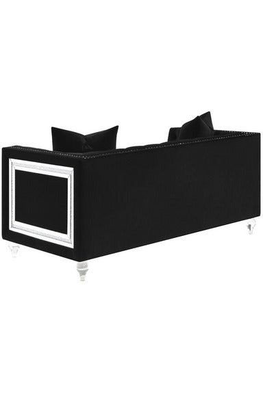 Delilah Upholstered Tufted Tuxedo Arm Loveseat Black