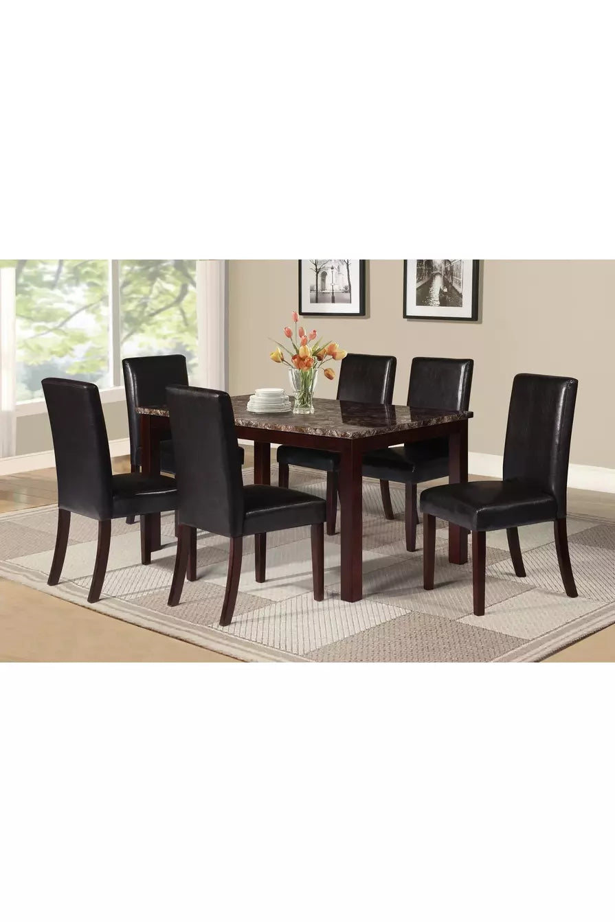 Rectangular Marble Dining Room Set 7PC