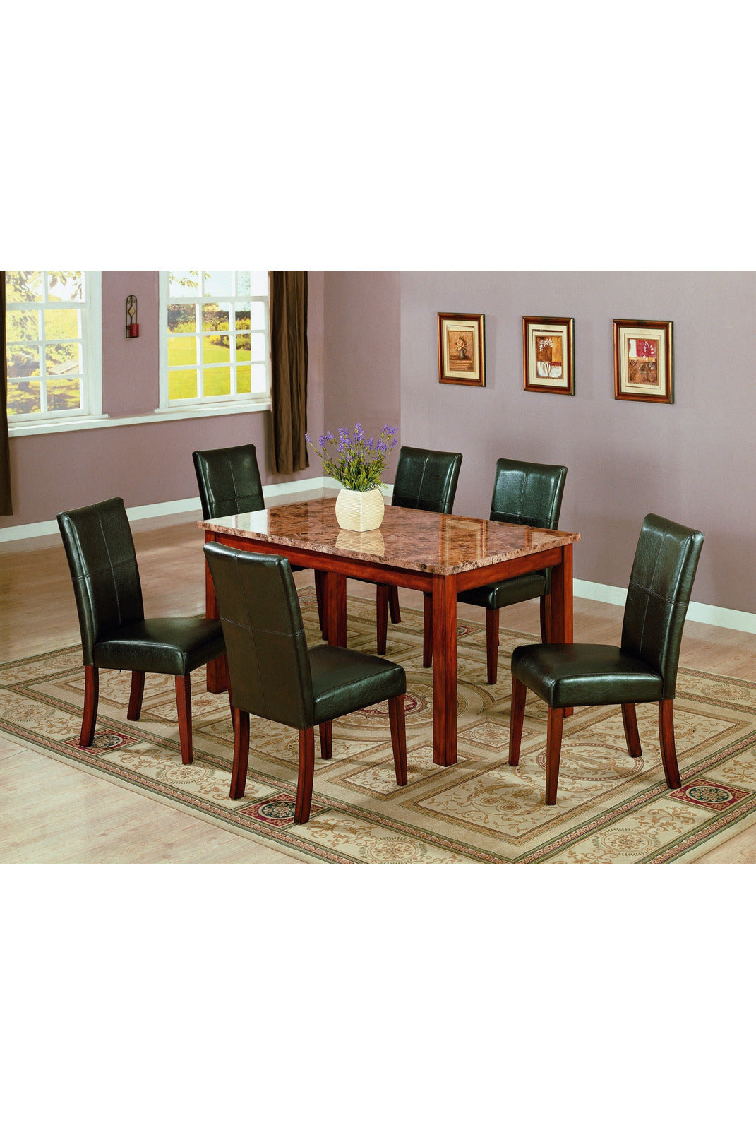 Marble Dining Table Dining Room Set 7PC