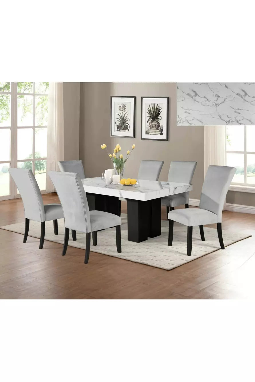 Marble Veneer Dining Room Set 7PC