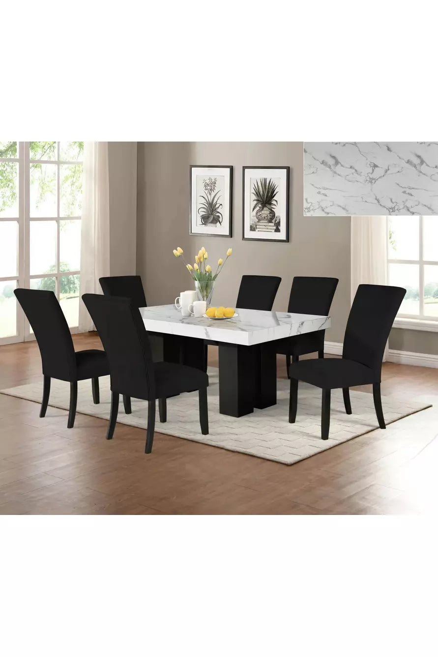 Marble Veneer Dining Room Set 7PC