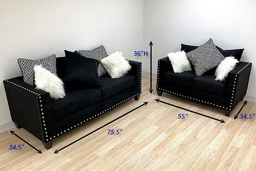 2-pcs Sofa Black