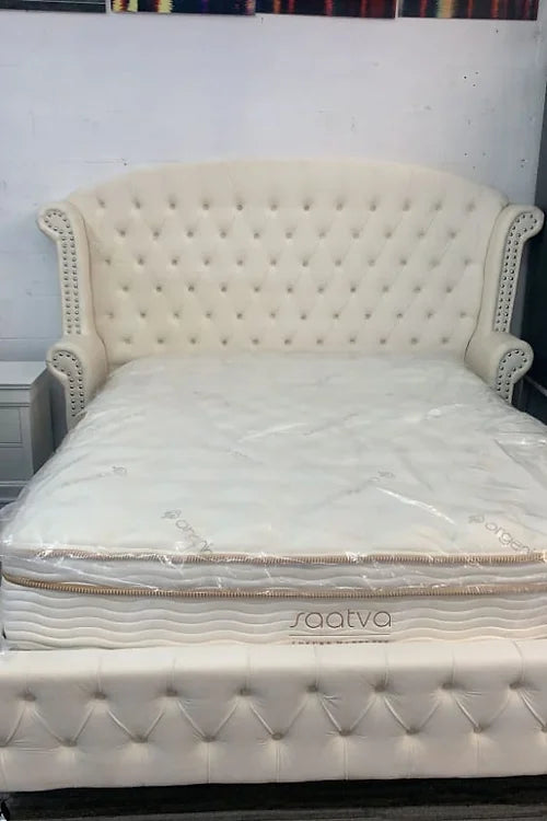 Cream Upholstered King Bed