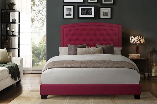 Queen Bed W/ Pink Fabric