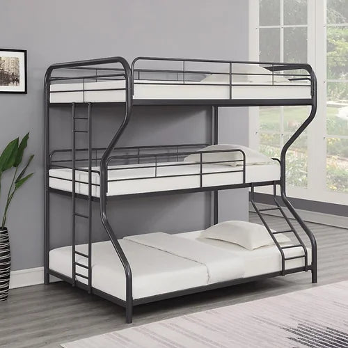 Garner Triple Bunk Bed with Ladder Gunmetal