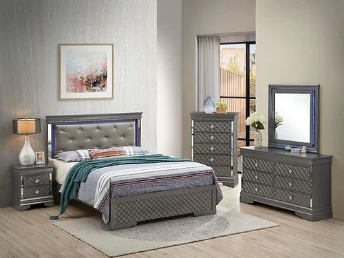 Bedroom Set in Metalic Black