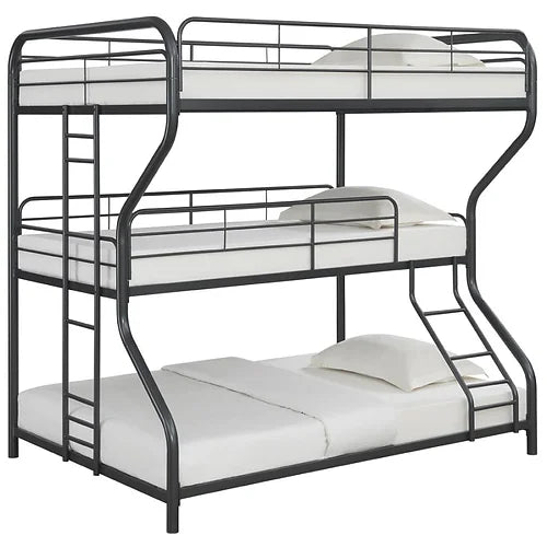 Garner Triple Bunk Bed with Ladder Gunmetal