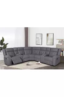 Fabric Sectional w/2 Console & 2 Recliner