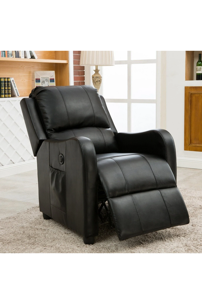 Sillón reclinable eléctrico de PU negro