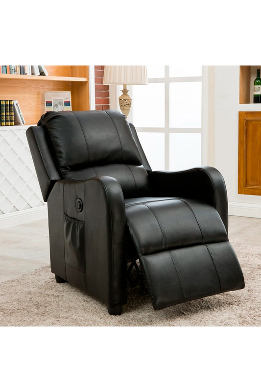 Sillón reclinable eléctrico de PU negro