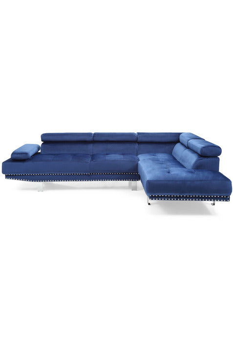 Velvet L Shape Sectional Sofa with ottoman