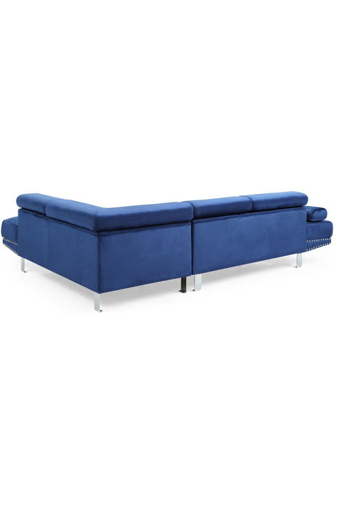 Velvet L Shape Sectional Sofa with ottoman